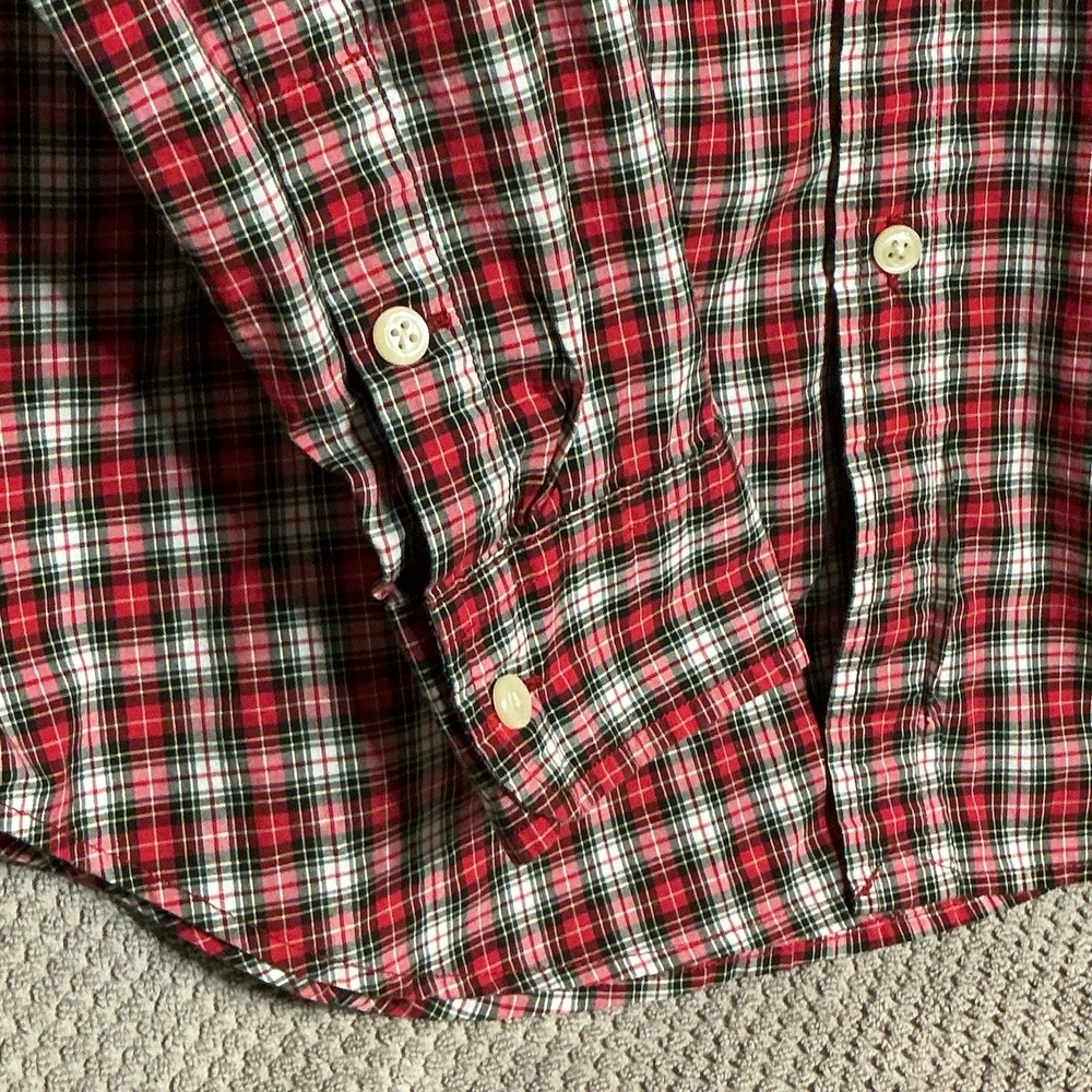 Ralph Lauren Custom Fit Plaid Oxford Shirt Men's L Red Green Tartan Button Down - Picture 4 of 8